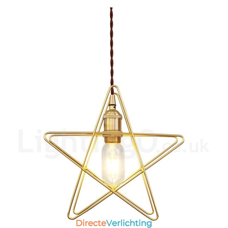 Moderne, eigentijdse 1-lichts messing hanglamp met kap