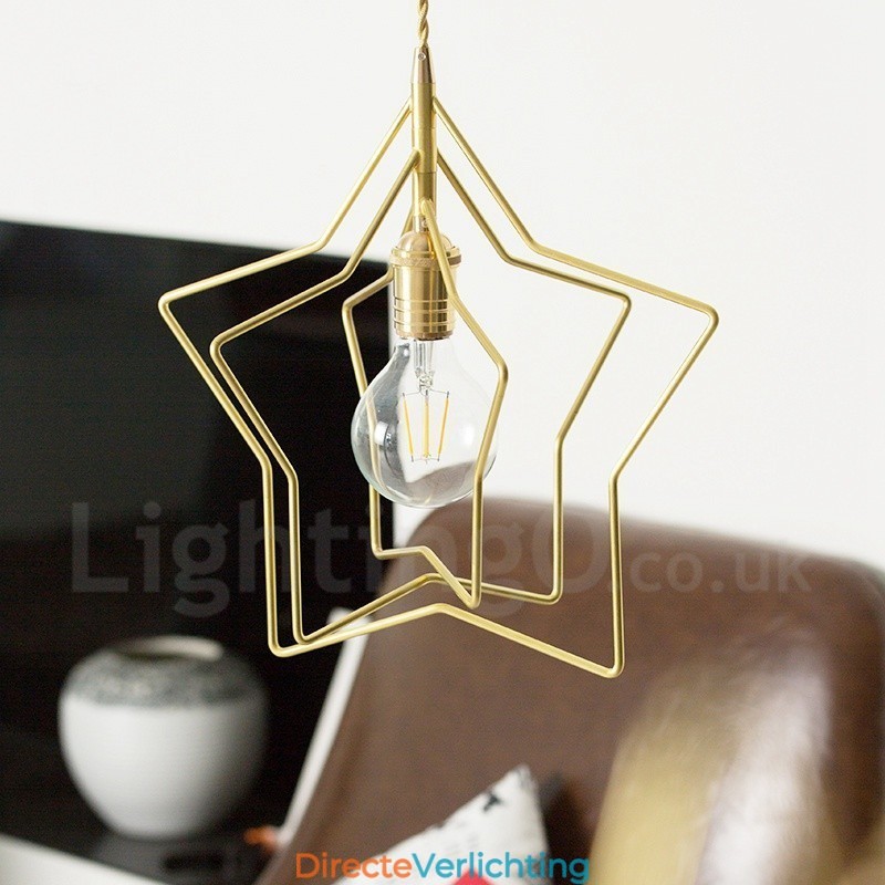 Moderne, eigentijdse 1-lichts messing hanglamp met kap