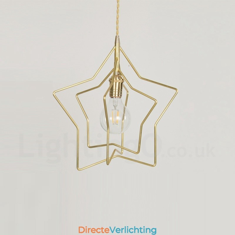 Moderne, eigentijdse 1-lichts messing hanglamp met kap