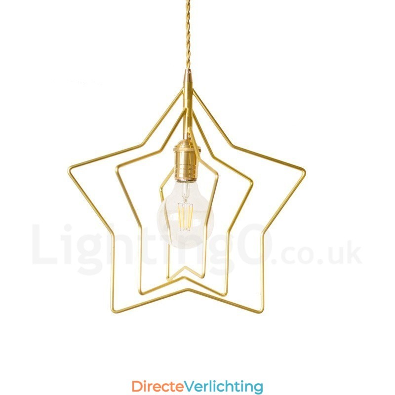 Moderne, eigentijdse 1-lichts messing hanglamp met kap