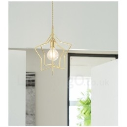 Moderne, eigentijdse 1-lichts messing hanglamp met kap