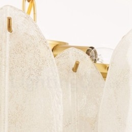 Moderne, eigentijdse hanglamp van staal met 6 lampen en glazen kap