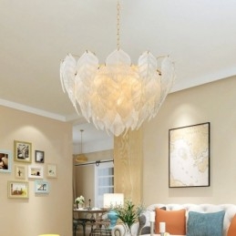 Moderne, eigentijdse hanglamp van staal met 4 lampen en glazen kap
