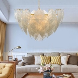 Moderne, eigentijdse hanglamp van staal met 4 lampen en glazen kap
