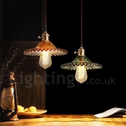 Rustieke Lodge Retro 1-lichts stalen hanglamp met glazen kap