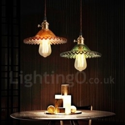 Rustieke Lodge Retro 1-lichts stalen hanglamp met glazen kap