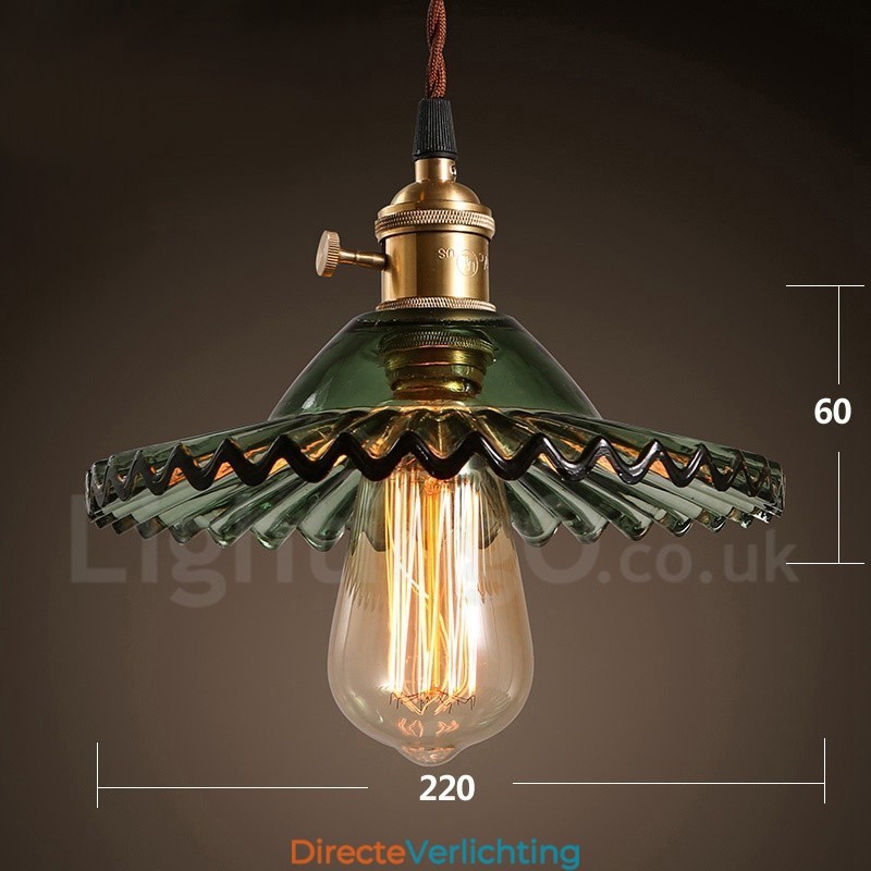 Rustieke Lodge Retro 1-lichts stalen hanglamp met glazen kap