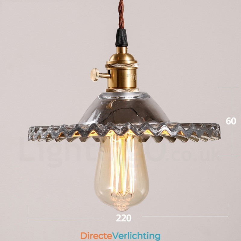 Rustieke Lodge Retro 1-lichts stalen hanglamp met glazen kap