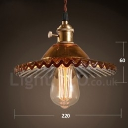 Rustieke Lodge Retro 1-lichts stalen hanglamp met glazen kap