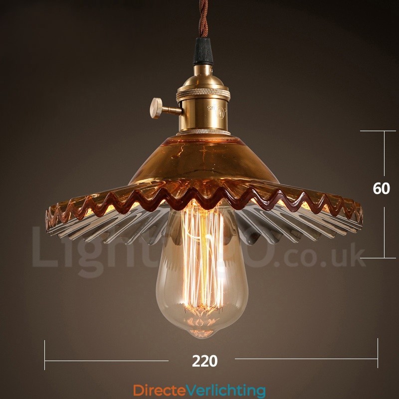 Rustieke Lodge Retro 1-lichts stalen hanglamp met glazen kap