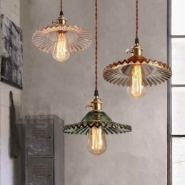 Rustieke Lodge Retro 1-lichts stalen hanglamp met glazen kap
