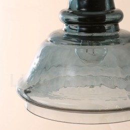 Moderne, eigentijdse hanglamp van staal met 1 licht en glazen kap