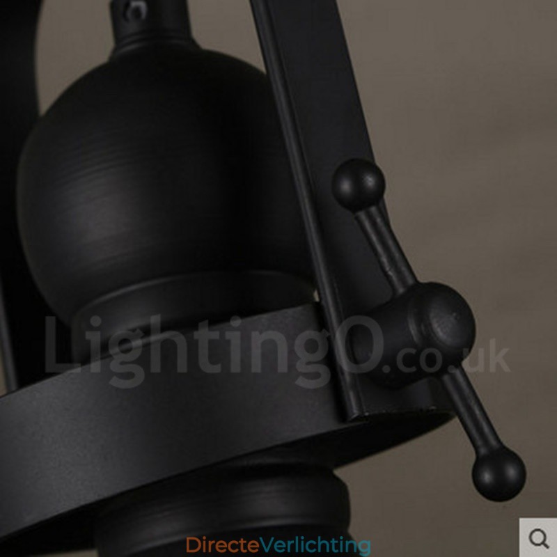 Retro 1-lichts stalen hanglamp met glazen kap