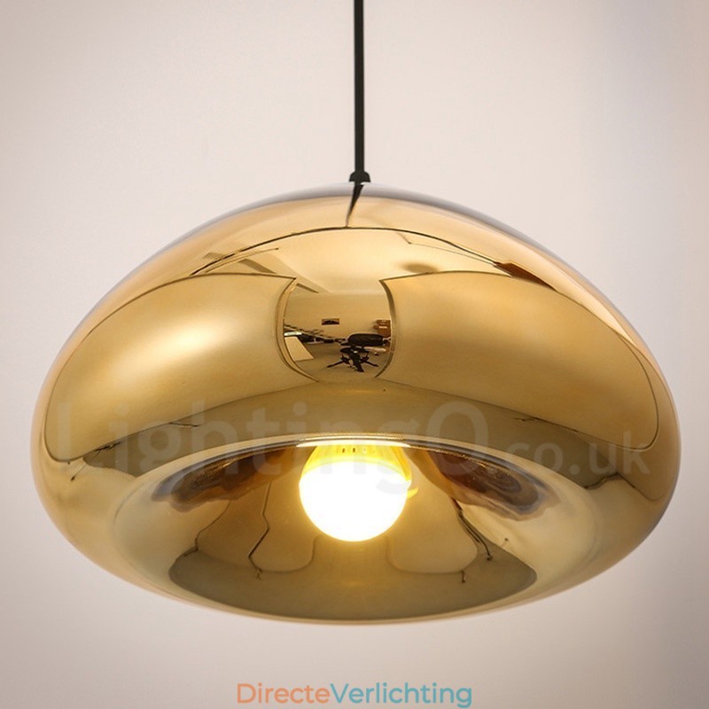 Moderne, eigentijdse hanglamp van glas met 1 lichtbron en glazen kap