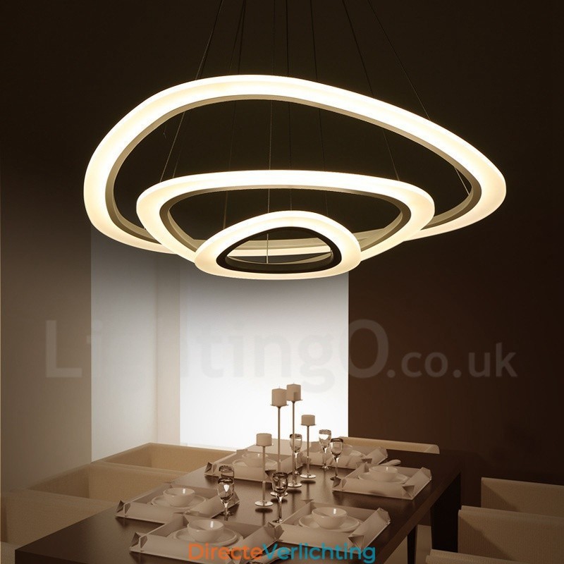Dimbaar met afstandsbediening Moderne eigentijdse 3-lichts aluminiumlegering hanglamp met acryl kap