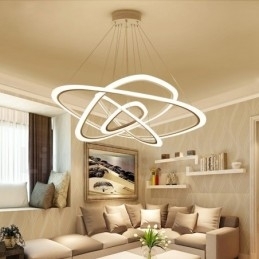 Dimbaar met afstandsbediening Moderne eigentijdse 4-lichts aluminiumlegering hanglamp met acryl kap