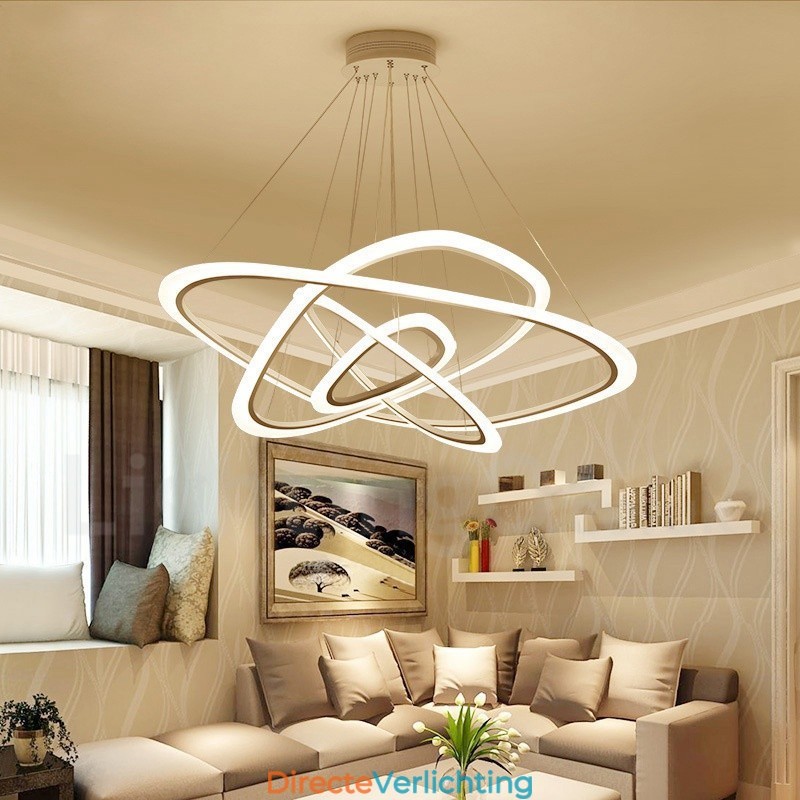 Dimbaar met afstandsbediening Moderne eigentijdse 4-lichts aluminiumlegering hanglamp met acryl kap