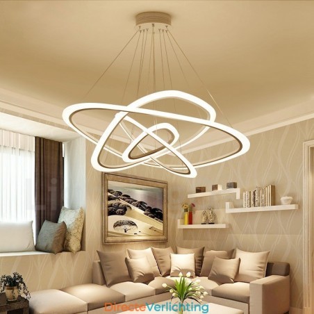 Dimbaar met afstandsbediening Moderne eigentijdse 4-lichts aluminiumlegering hanglamp met acryl kap Dimbaar met afstandsbediening Moderne eigentijdse 4-lichts aluminiumlegering hanglamp met acryl kap