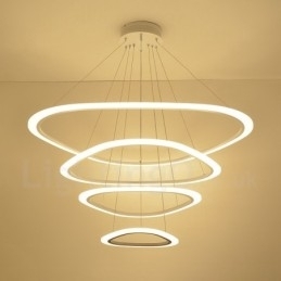 Dimbaar met afstandsbediening Moderne eigentijdse 4-lichts aluminiumlegering hanglamp met acryl kap