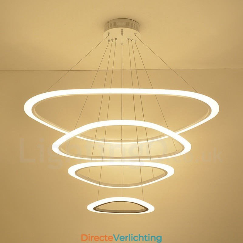 Dimbaar met afstandsbediening Moderne eigentijdse 4-lichts aluminiumlegering hanglamp met acryl kap