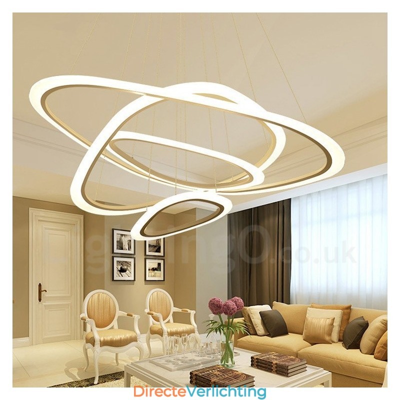 Dimbaar met afstandsbediening Moderne eigentijdse 4-lichts aluminiumlegering hanglamp met acryl kap