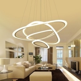 Dimbaar met afstandsbediening Moderne eigentijdse 4-lichts aluminiumlegering hanglamp met acryl kap