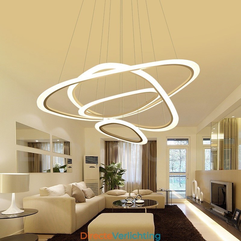 Dimbaar met afstandsbediening Moderne eigentijdse 4-lichts aluminiumlegering hanglamp met acryl kap