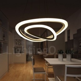 Dimbaar met afstandsbediening Moderne eigentijdse 2-rings aluminiumlegering hanglamp met acryl kap