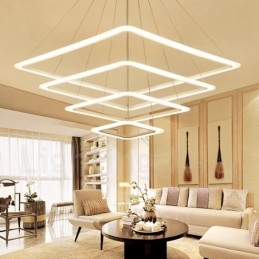 Moderne, eigentijdse hanglamp van aluminiumlegering met 4 lampen en acryl kap