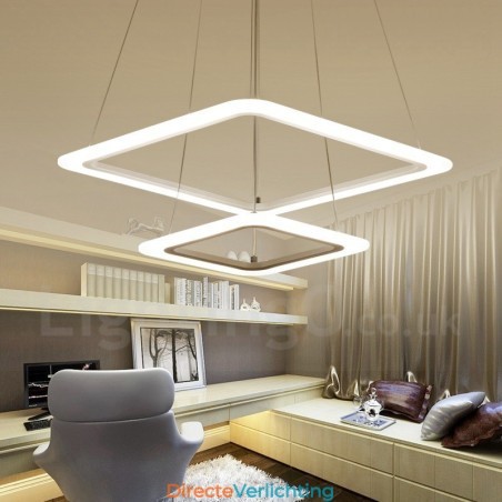 Moderne, eigentijdse hanglamp van 2 lampen van aluminiumlegering met acrylkap Moderne, eigentijdse hanglamp van 2 lampen van aluminiumlegering met acrylkap