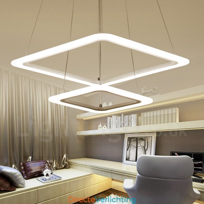 Moderne, eigentijdse hanglamp van 2 lampen van aluminiumlegering met acrylkap