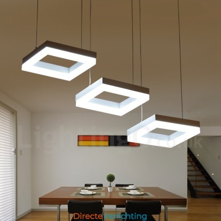 Moderne, eigentijdse hanglamp van aluminiumlegering met 3 lampen en acryl kap Moderne, eigentijdse hanglamp van aluminiumlegering met 3 lampen en acryl kap