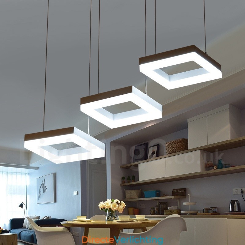Moderne, eigentijdse hanglamp van aluminiumlegering met 3 lampen en acryl kap