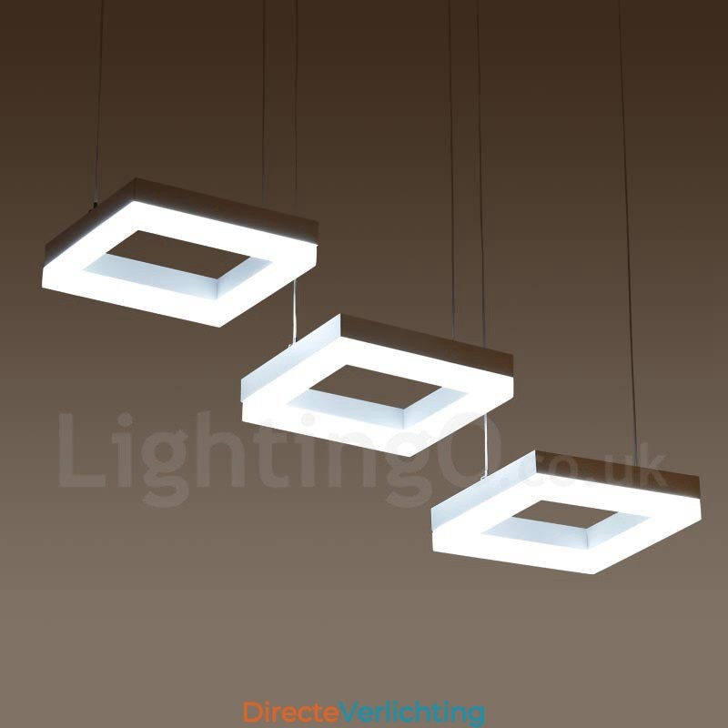 Moderne, eigentijdse hanglamp van aluminiumlegering met 3 lampen en acryl kap