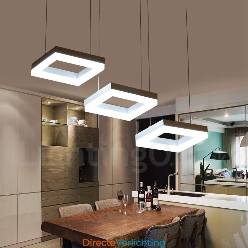 Moderne, eigentijdse hanglamp van aluminiumlegering met 3 lampen en acryl kap
