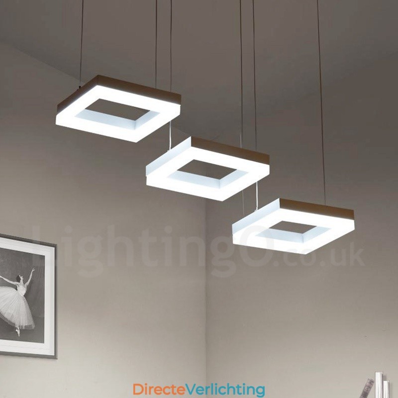 Moderne, eigentijdse hanglamp van aluminiumlegering met 3 lampen en acryl kap