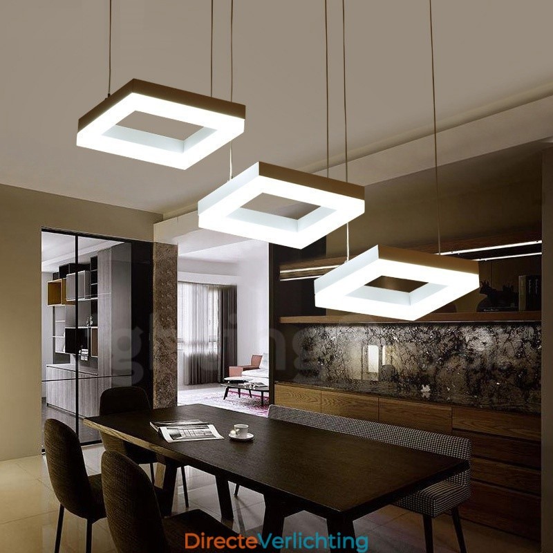 Moderne, eigentijdse hanglamp van aluminiumlegering met 3 lampen en acryl kap
