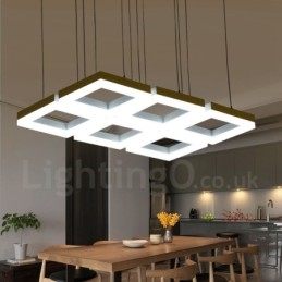 Moderne, eigentijdse hanglamp van aluminiumlegering met 6 lampen en acryl kap