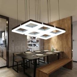 Moderne, eigentijdse hanglamp van aluminiumlegering met 6 lampen en acryl kap