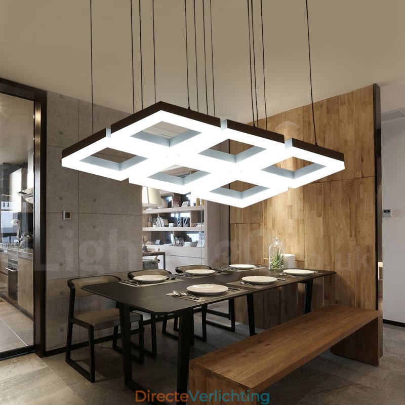 Moderne, eigentijdse hanglamp van aluminiumlegering met 6 lampen en acryl kap