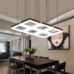 Moderne, eigentijdse hanglamp van aluminiumlegering met 6 lampen en acryl kap