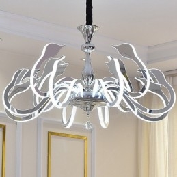 Dimbare moderne eigentijdse 10-lichts stalen kroonluchter met acryl kap