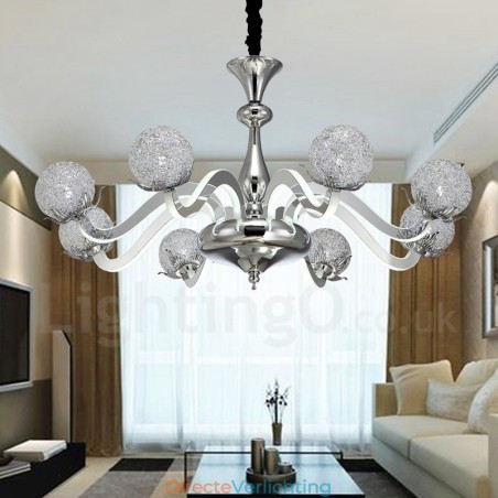 Dimbare moderne eigentijdse 8-lichts stalen kroonluchter met aluminiumlegering kap Dimbare moderne eigentijdse 8-lichts stalen kroonluchter met aluminiumlegering kap