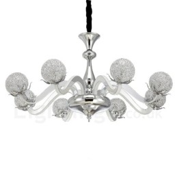 Dimbare moderne eigentijdse 8-lichts stalen kroonluchter met aluminiumlegering kap