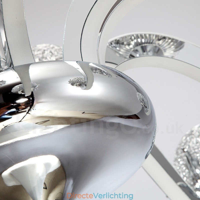 Dimbare moderne eigentijdse 12-lichts stalen kroonluchter met aluminiumlegering kap