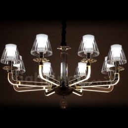 Dimbare moderne eigentijdse 8-lichts kristallen kroonluchter met glazen kap