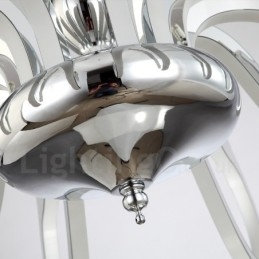 Dimbare moderne eigentijdse 8-lichts stalen kroonluchter met acryl kap