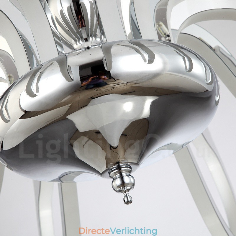 Dimbare moderne eigentijdse 8-lichts stalen kroonluchter met acryl kap