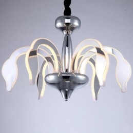 Dimbare moderne eigentijdse 6-lichts stalen kroonluchter met acryl kap