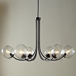 Traditionele kroonluchter met 6 lampen en glazen bubbelkap